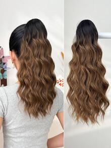 16 Inch Claw Shaped Ombre Ponytail Hair Extension, Brown To Black Gradient, Heat-Resistant Synthetic Fiber, Suitable For Women's Christmas, Halloween, Music Festivals And Daily Wear - Two-Tone - View 18