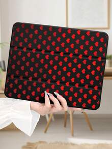 This Red Gradient Heart-Patterned Tablet Case Makes A Perfect Birthday, Holiday, Or Valentine's Day Gift For Friends, Close Friends, Family, Brothers, Colleagues, Lovers, Classmates, Teachers, Or Yourself. It's Compatible With IPad Air 4/5 (10.9-Inch) And IPad 8/9 (10.2-Inch). It Features A Black Flip Design With A Pen Slot And Enhanced Heat Dissipation. - Black - View 5