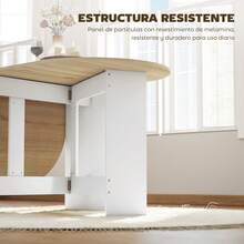 HOMCOM Mesa Plegable de Comedor, Mesa de Cocina Plegable Ovalada, 163x80x75 cm con Alas Abatibles, Hasta 6 Personas, para Comedor, Salón, Espacio Pequeño, Natural - Madera Natural - Ver 4