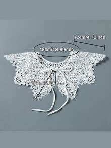 1 pieza Cuello con inserto de encaje floral elegante francés de estilo multicapa, decorado con botones de perlas huecas, adecuado para uso diario, citas y estilo callejero, para primavera/otoño - Multicolor - Ver 7