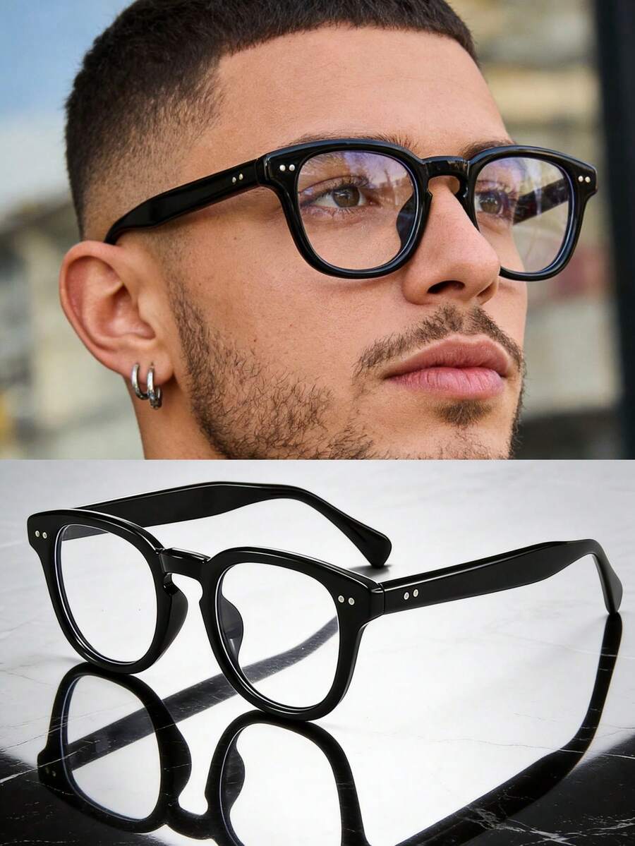 1 Pair Fashionable Decorative Glasses, Suitable For Reading, Eye Protection And Daily Wear, Unisex - Black - View 1
