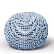 Urban Shop NK640502 Round Knit Pouf Blue - Azul - Ver 7