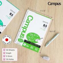 Kokuyo Campus Loose Leaf Paper For Binders, 5 Pack, Sarasara Smooth Writing Paper, B5, A 5mm Graph, 26 Holes, 50 Sheets/Pack, PH Neutral, Bleed Resistant, 75gsm, Japan Import (NO-807S-5) - 5 - View 3