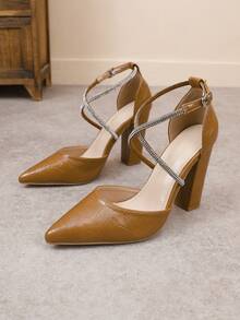 Women's Pointed Toe Stiletto Heel Hollow Out Fashion Party Work High Heel Pumps, Black, Champagne, White - Brown - View 5