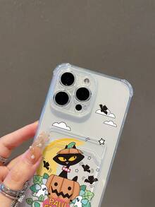 Ốp lưng điện thoại Paul Frank chính hãng, trong suốt, chống sốc toàn thân, có nắp bảo vệ camera, họa tiết đèn lồng bí ngô, mèo con, mây, chữ cái, đèn lồng bí ngô, thiết kế mới, tương thích với iPhone 13/14/15/16 Pro Max - Nhiều màu - Xem 5