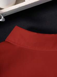Camisa formal de manga corta con bolsillo, estilo escolar clásico informal para niño preadolescente, adecuada para eventos, fiestas y actuaciones - Rojo - Ver 5