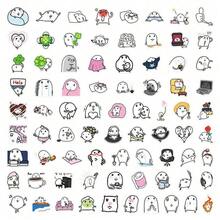 72张创意麻糬表情贴纸套装，抽象插画手绘麻糬卡通人物贴纸，适用于剪贴簿 - 麻薯表情包-72張(防水貼紙) - 查看 12