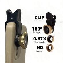3-In-1 Universal Clip-On Smartphone Camera Lens Kit, Includes Fisheye Lens, Wide Angle Lens And Macro Lens, Manual Focus, Suitable For Smartphone Photography, With Magnifier - Multicolor - View 14