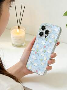 1个可爱猫狗图案个性化防摔全包手机壳，适用于 11/12/13/14/15/16/17/Pro Max - 藍色 - 查看 4