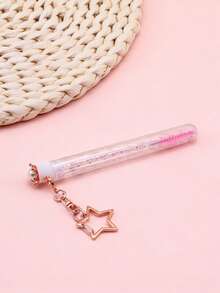 Bộ 1/3/5 cọ mascara hình ống ngọc trai hồng đính kim cương có khóa hình ngôi sao, dụng cụ nối mi và lông mày, nhỏ gọn tiện mang theo khi đi du lịch. - Hồng - Xem 6