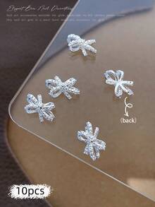 10/100/500pcs 3D Silver Bow Heart Nail Art Decorations, Korean Style Metal Bow, Star, Moon Nail Jewelry, Y2K Punk Nail Gems, DIY For Acrylic Nail Stickers, Phone Cases, Shoes, Clothes, Bags Nails Nail Supplies Nail Charms - Multicolor - View 46