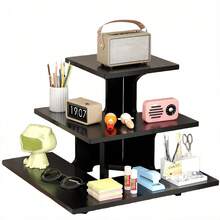 1pc Black & White Multi-Tier Storage Rack | Minimalist Style Desktop Organizer, Suitable For Home And Kitchen! Can Be Used To Organize Tableware, Stationery, Snacks Or Cosmetics. - Black and White - View 2