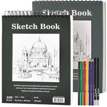 CYPN2Pcs Cuaderno de Bocetos 9x12Sketchbook Dibujo con 8 Lapices Block de bocetos 100 Hojas 68lb/100gsm Libreta de Dibujo Profesional con Papel sin acidos Perfecto para Dibujo.Fashion - como en la foto - Ver 2