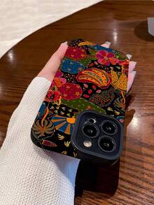 1个复古经典图案仿皮纹理手机壳，柔软，兼容苹果和其他品牌 - 彩色 - 查看 4