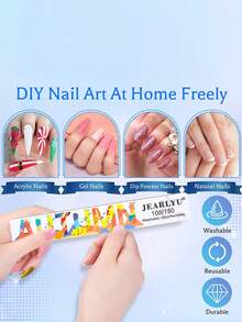 JEARLYU 2/5/9/25件装季节性方形指甲锉，精美单面印花抛光打磨块，100/180目高品质修甲锉 - 彩色 - 查看 4