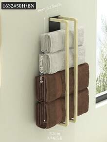 1pc Non Drilling Towel Storage Rack, Wall Mounted Double Pole Towel Rack, Suitable For Storing Rolled Up Towels, Space Saving Bathroom Storage Rack, Towel Rack, Towel Storage Rack, Modern Design