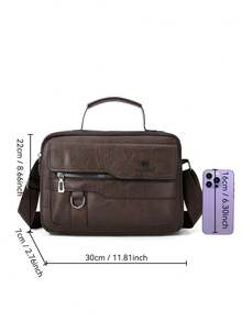 1pc Multi-Pocket Men's Shoulder Bag, Multifunctional Crossbody Bag, Horizontal Small Handbag Messenger Bag, Fashion Casual Men's Bag, Retro Handheld Business Bag - Multicolor - View 4