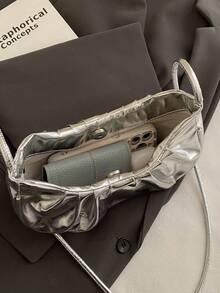 Korean Stylish Minimalist Chic Pleated Underarm Bag, Women's Spring New Fashion One Shoulder Bag, Casual Crossbody Bag - Multicolor - View 4