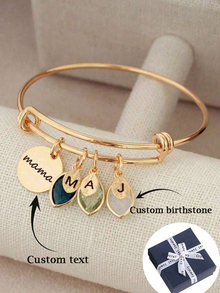 Custom Birthstone Bracelet For Mom Personalized Birthstone Jewelry Grandma Gift Family Birthstone Initial Mother's Day Gift Expecting Mom,Christmas Gifts,Delicate Romance,New Year Glamour - Multicolor - View 1
