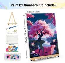 JOOZ Paint By Numbers Kit For Adults With Easel Cherry Blossom Tree Paint By Number With Frame Lake Scenery Adult Paint By Number Kits Oil Painting By Numbers For Gift Home Wall Decor 8x12 Inch - ColorD - View 2