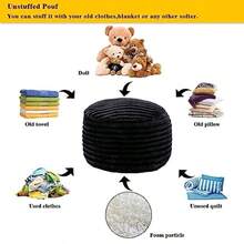 Asuprui Puf otomano sin relleno otomano reposapiés puf redondo de 20 x 20 x 12 pulgadas silla plegable para sala de estar recámara rayas negras - Cubierta de puf negra sin relleno - Ver 3