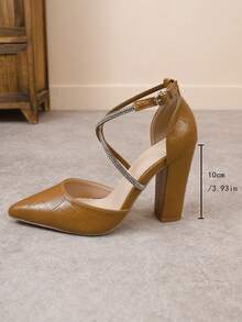 Women's Pointed Toe Stiletto Heel Hollow Out Fashion Party Work High Heel Pumps, Black, Champagne, White - Brown - View 6