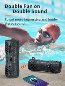 Bocina Bluetooth Portátil con Sonido Estéreo, Batería de 2000mAh, Altavoz Inalámbrico a Prueba de Agua IPX7 para Exteriores, Casa, Playa, Bicicleta, Alberca y Viajes - Marrón - Ver 4