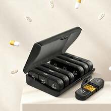 7 天药盒 - 每日两次（早晚），单侧大开口方便取用，黑色隐私保护药盒，适合存放药品、维生素、鱼油、补充剂等。 - 彩色 - 查看 7