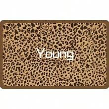 1件黑色豹纹宠物喂食垫，橡胶底，防污表面，适用于猫狗