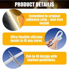 4m/157.5in Flexible Trimable Car Trunk LED Atmosphere Light Strip, Dynamic Flowing, Suitable For Sedan, SUV, Truck And Other Universal Cars, White - 1PC - View 5