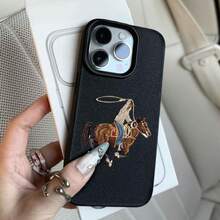 Fashion Denim Horse Riding Pattern Creative Phone Case For IPhone 17, 17Air, 17Pro, 17ProMax, 14ProMax, 15Pro, 16, 13, 14, 15, 12, 11Plus, Pro, Max Durable Non-Slip, Fun And Cute, Flexible Material, Suitable For Fashionistas Valentine's Day L3BD - 顏色1 - 查看 2