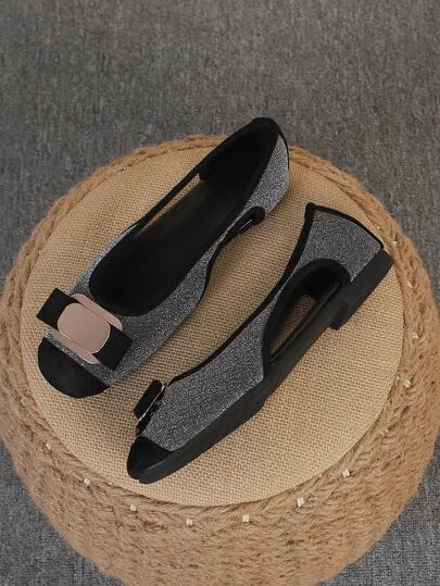 女士芭蕾舞鞋，时尚方头套脚软底鞋，百搭平底鞋，黑色串珠平底乐福鞋，尺码偏大，加大码 35-43