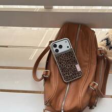 Leopard Print Label Protective Case For IPhone 15 Pro Max, 16 Pro, 13, 14, 12, 17 Pro Max, 17 Pro, 15 Pro, New Design, Shockproof, Full Coverage - Brown - View 2