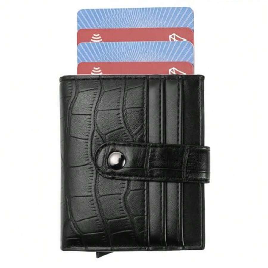 CYPNCartera Tarjetero Hombre de Cuero con Bloqueo RFID Porta Tarjetas de Crédito de Aluminio Pop-up Minimalista Regalos para /SimpleFashion - 227272484 - Ver 1