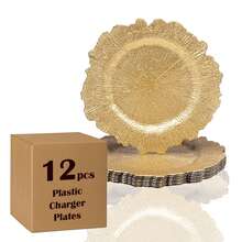 12/36pcs 13" Charger Plate, Floral Reef Charger For Dinning Plates, Table Setting And Wedding Party Table Decor. - 金色 - 查看 1