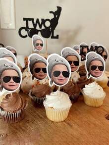 Phụ kiện trang trí bánh cupcake có thể tùy chỉnh, in bất kỳ ảnh hoặc thiết kế khuôn mặt cá nhân nào, chữ ký ảnh cho món tráng miệng sinh nhật, phù hợp cho đám cưới, tiệc cưới, kỷ niệm, trang trí bánh sinh nhật, quà tặng tiệc Giáng sinh. - Nhiều màu - Xem 1