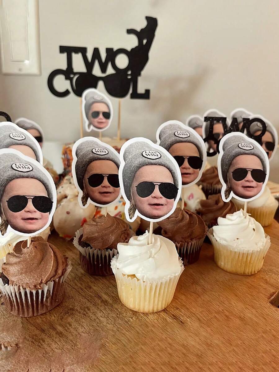 Phụ kiện trang trí bánh cupcake có thể tùy chỉnh, in bất kỳ ảnh hoặc thiết kế khuôn mặt cá nhân nào, chữ ký ảnh cho món tráng miệng sinh nhật, phù hợp cho đám cưới, tiệc cưới, kỷ niệm, trang trí bánh sinh nhật, quà tặng tiệc Giáng sinh. - Nhiều màu - Xem 1