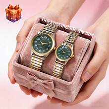 2只情侣石英表，男女款式，多种颜色可选，时尚奢华，适合作为生日、情人节、感恩节礼物（不含礼盒） - 彩色 - 查看 12