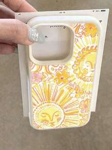 1pc Minimalist Sunflower Graphic Soft TPU Shockproof Protective Phone Case, Compatible With IPhone 11/12/13/14/14Plus/15/15Plus/16/16Plus/7/8Plus/17/17Pro - Multicolor - View 2