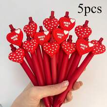 可爱简约情人节爱心主题按动式圆珠笔，校园设计返校及情人节系列，中性压笔 - 彩色 - 查看 9