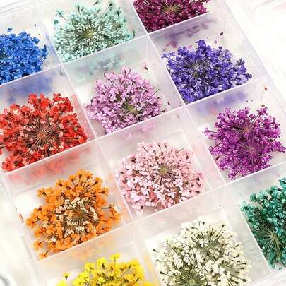 一盒随机颜色混合美甲装饰品 - DIY创意美甲配件，适合春夏，色彩鲜艳，引人注目的女士美甲配件