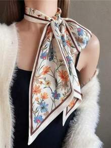 1pc Women Carriage Print Fashion Style Silk Scarf Bandana,Hair Band,Head Band Ideal For Dressing Up Your Look - Nhiều màu - Xem 1