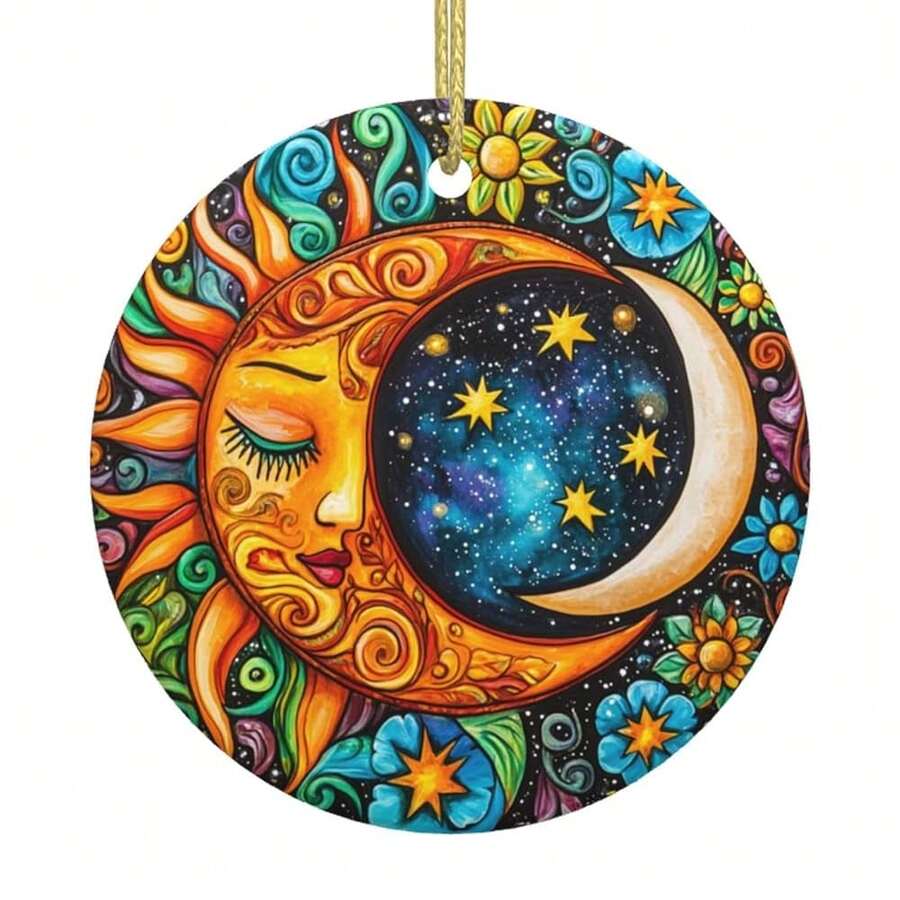 Sun Ceramic Christmas Hanging Ornament For Xmas Tree Wedding Holiday Party Home Decor - 孫文 - 查看 1