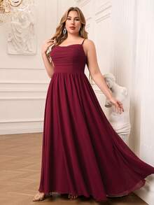 AOSHABABI Burgundy Draped Chiffon Elegant Women's Evening Gown Party - Burgundy - View 4