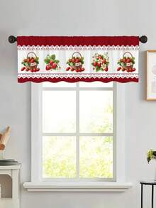 1pc Country Style Fruit Lace Curtain, Strawberry Print Kitchen Curtain, Petite Short Curtain, Grommet-Less Curtain, Suitable For Bedroom, Office, Kitchen, Living Room, Study And Other Home Decor - Multicolor - View 4