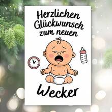 1pc Humorous Greeting Card With Envelope - "Crying Baby & Clock" Design, Clean White Scene, Perfect For New Parents, Ideal For Lighthearted Baby Shower Moments, Baby Greeting Card|Playful New Parent Theme Card|Paper Greeting Card - Multicolor - View 5