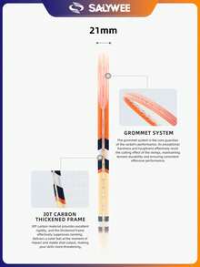 SALYWEE SKY.X Pro-Grade 30T Full Carbon Squash Racket Set | 149g(Unstrung) Ultra-Light + 3D Textured Design | 12x17 String Pattern | Anti-Twist Frame | Premium White Flannel Pouch + Random Gradient Grip Tape + Yellow Vibration Dampener - Premium Orange/Blue - Multicolor - View 7