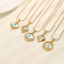 1 件朋克风 304 不锈钢恶魔之眼吊坠项链，简约百搭，适合日常佩戴 - 金色 - 查看 1