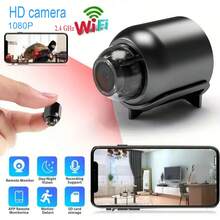 1/2个1080P高清迷你无线摄像头，智能家居安防摄像头，室内便携式2.4G监控摄像头，不含TF/SD卡，黑色 - 黑色 - 查看 3