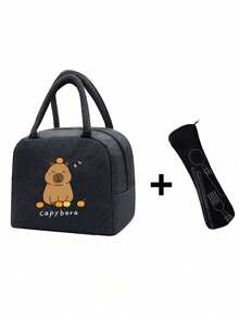 1pc Lunch Bag With Capybara Pattern,Cute Polyester Lunch Tote,Handheld Bags,Portable Lunch Bag, Lunch Box For Adults, Large Capacity Multi-Pocket Lunch Bag, Work Lunch Bag, Tote Bags, Portable Cooler Bags, Ice Packs, Storage Bags, For Travel, Work, Picnic, Outdoor Activities - Capybara-Themed Handbag, For Teenager, Outdoor Essentials,As Holiday Gifts Or Birthday Gifts To Family Or Friends